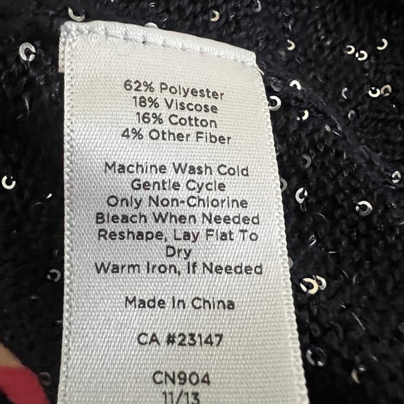 NWT TALBOTS Navy Blue Sparkly Sequins Long Sleeve Sweater $89 Size XS - Picture 6 of 7